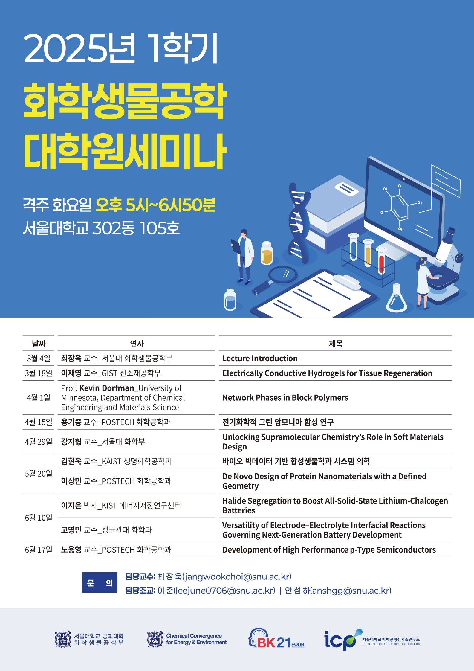 2025-1학기 화학생물공학 대학원세미나 안내